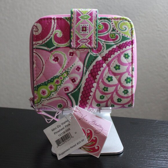 Vera Bradley Mini Zip Wallet Pinwheel Pink - Picture 2 of 10